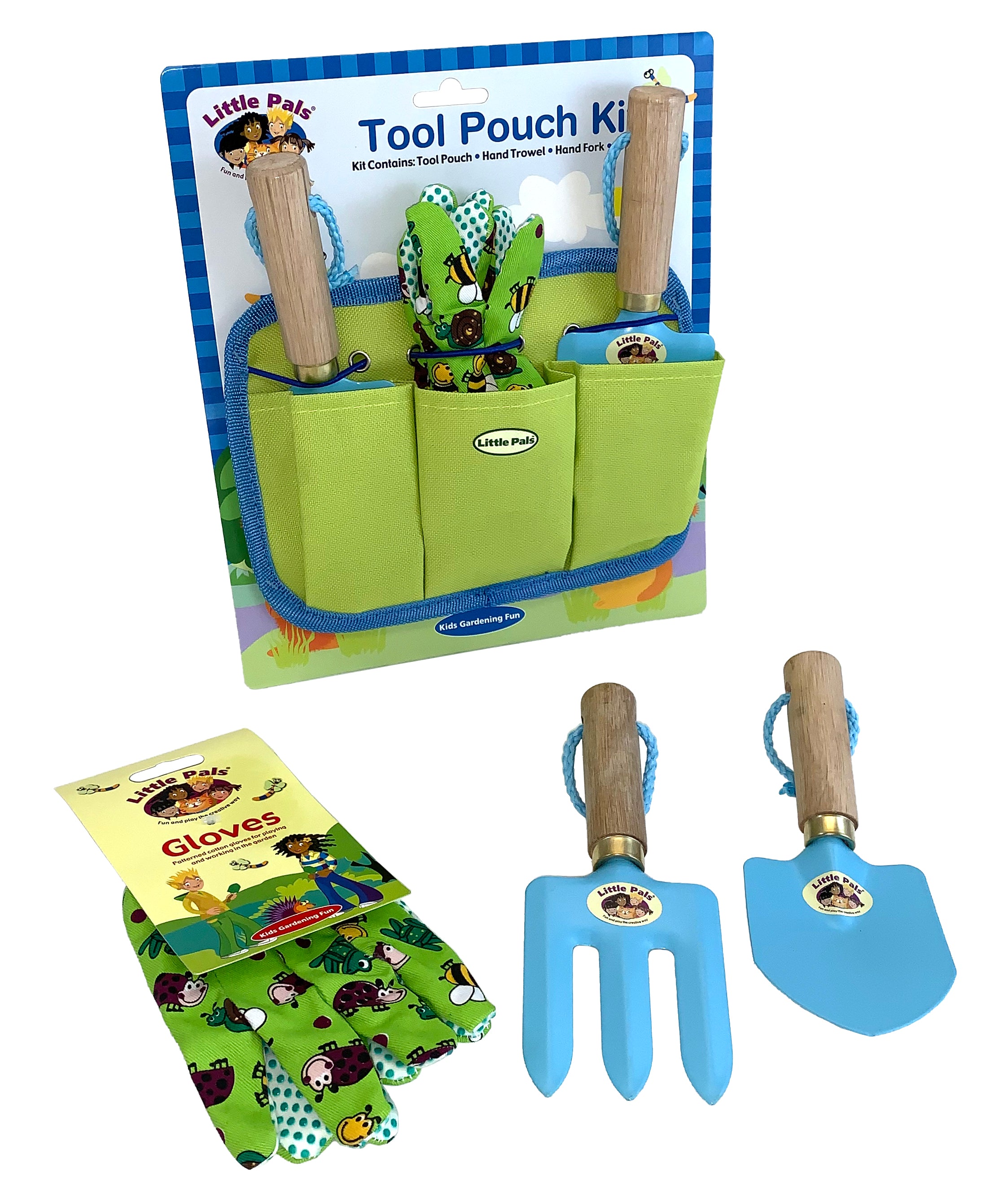 gardening gloves and trowel Little Pals Blue Tool Pouch Kit – Rhodes Greenhouses