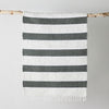 Plush Green Cotton Banded Hand-Loomed Mat