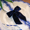 Blue Velvet Bow Napkin Rings (Set of 2)