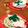 Green Velvet Bow Napkin Rings (Set of 2)