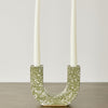 U-shaped Olive Terrazzo Taper Candle Holder