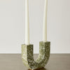 U-shaped Olive Terrazzo Taper Candle Holder