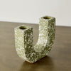 U-shaped Olive Terrazzo Taper Candle Holder