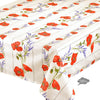 French Provencal tablecloth - Acrylic coated cotton, Spill-proof - 58" square - Poppies ivory | Tissus Toselli