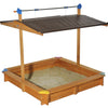 Wooden Children's Sandbox with Retractable Roof 4.66 ft. W x 4.66 ft. L x 4.33 ft. H