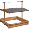 Wooden Children's Sandbox with Retractable Roof 4.66 ft. W x 4.66 ft. L x 4.33 ft. H