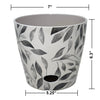 7" Gray Leaves Round Self-Watering Bamboo Pot