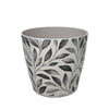 7" Gray Leaves Round Self-Watering Bamboo Pot