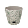 7" Green Flower Round Self-Watering Bamboo Pot