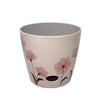 7" Pink Flower Round Self-Watering Bamboo Pot