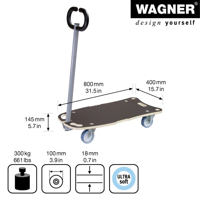 24" Black Transport Helper w/36" Handle