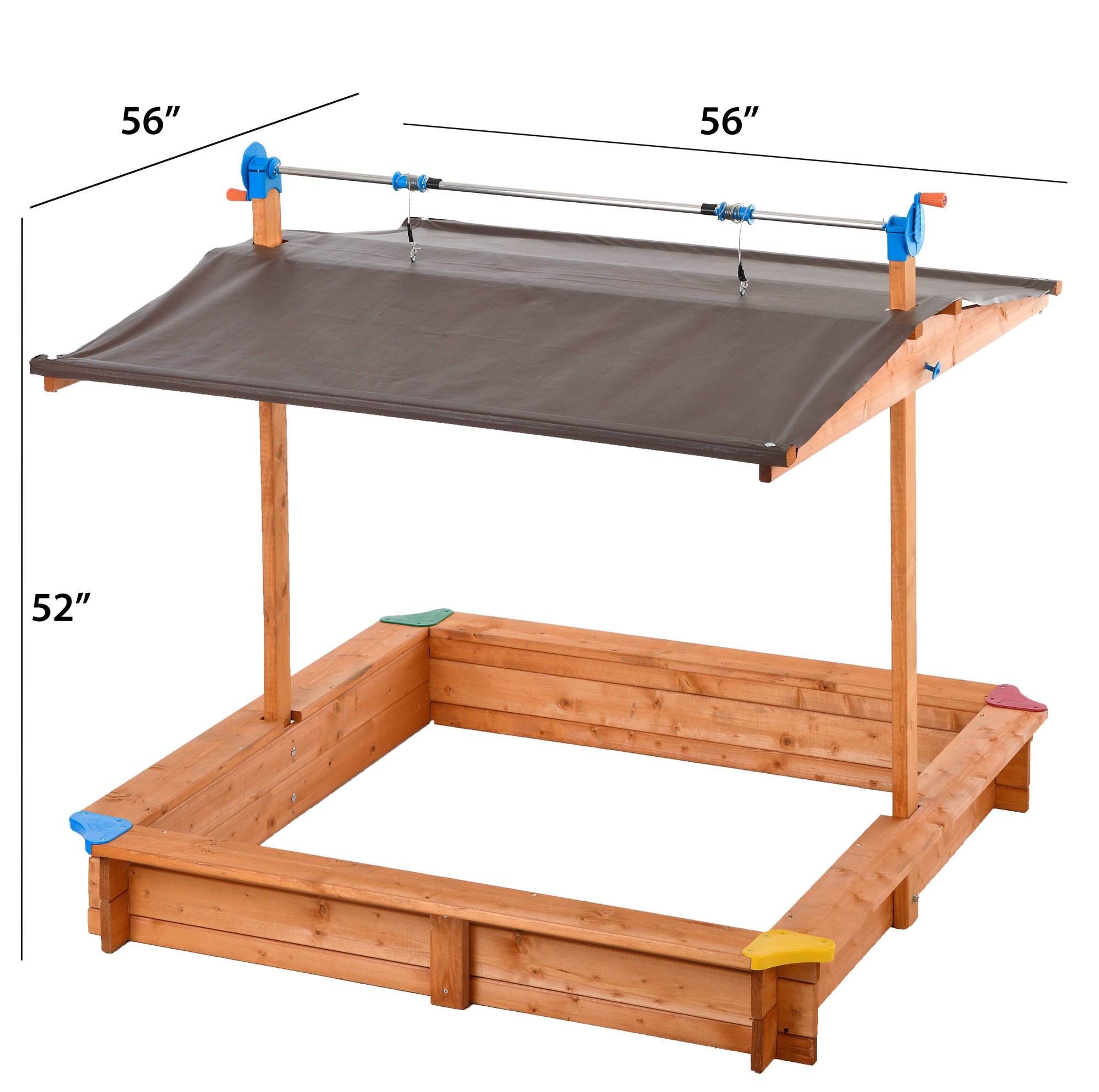 Wooden Children's Sandbox with Retractable Roof 4.66 ft. W x 4.66 ft. L x 4.33 ft. H