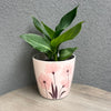 7" Pink Flower Round Self-Watering Bamboo Pot
