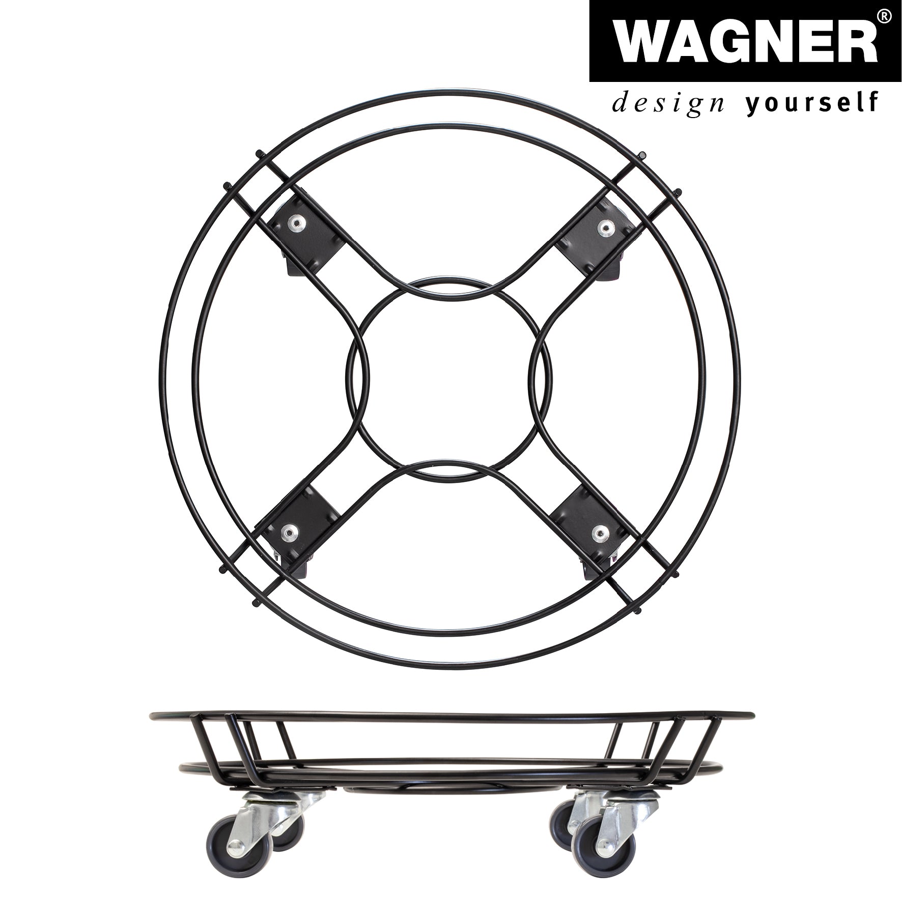 15" Black Round Steel Wire Plant Caddy