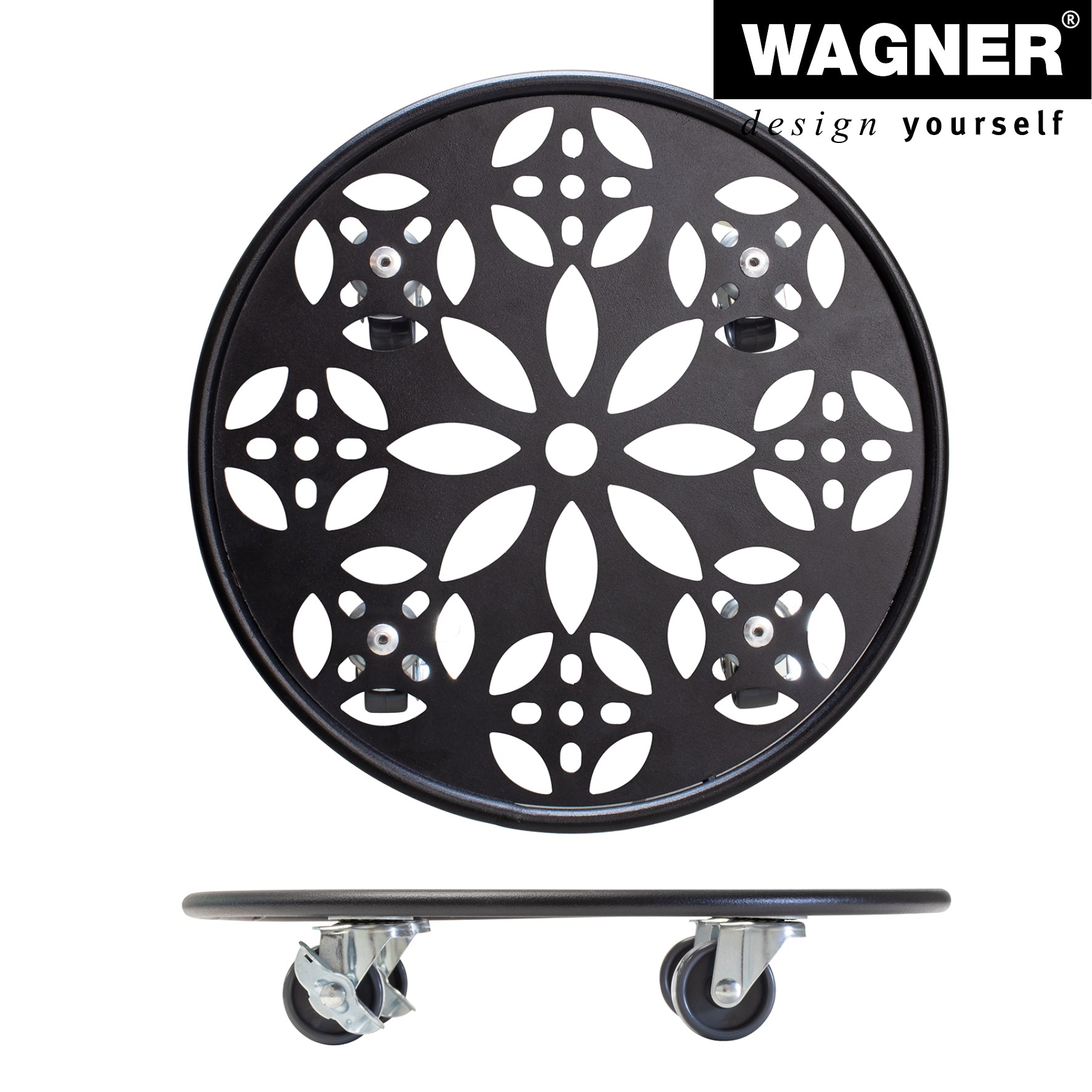 11.8" Black Round Flower Steel Plant Caddy