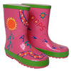 Little Pals Paint Your Own Wellies Rain Boots Pink with Green Trim Kids US Size 11.5