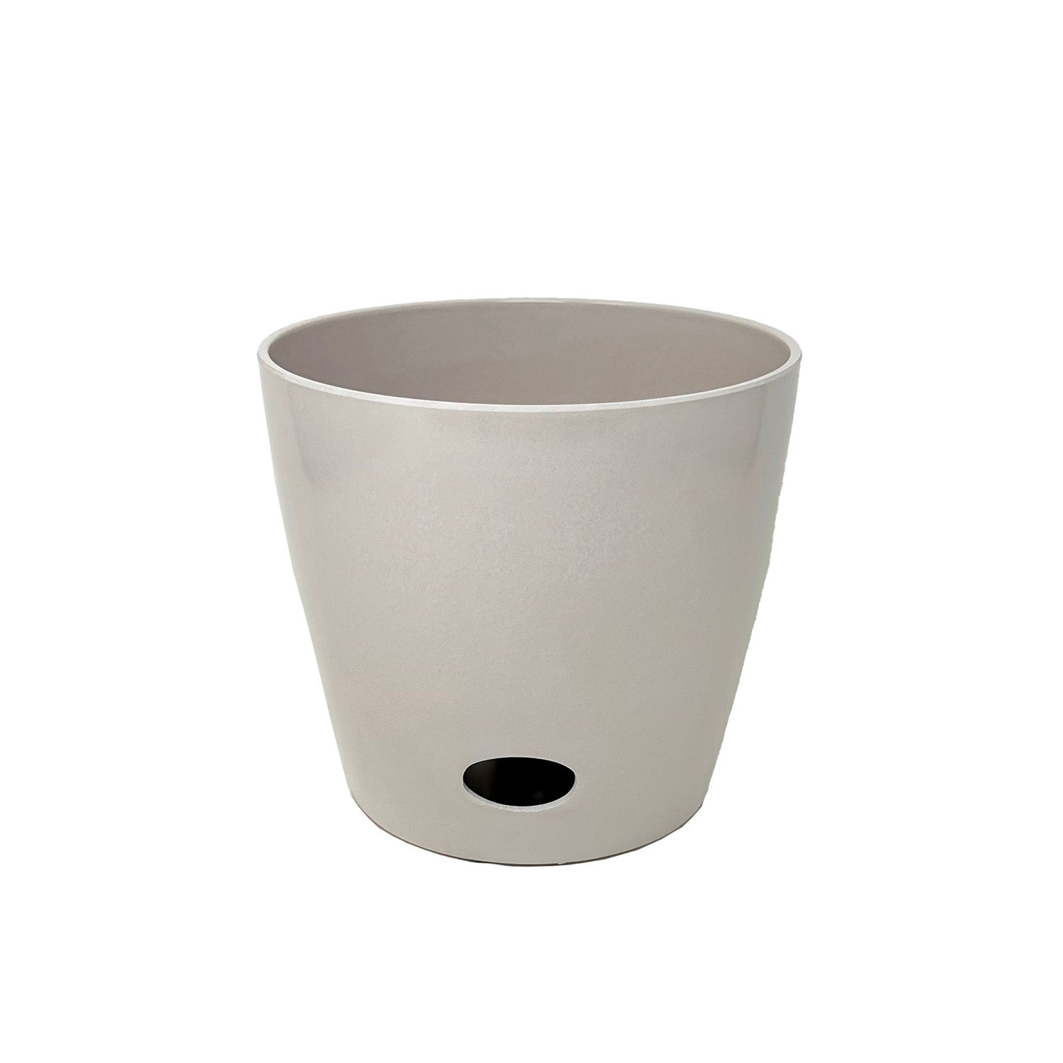 5" Cream Round Self-Watering Bamboo Pot