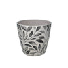 5" Gray Leaves Round Self-Watering Bamboo Pot