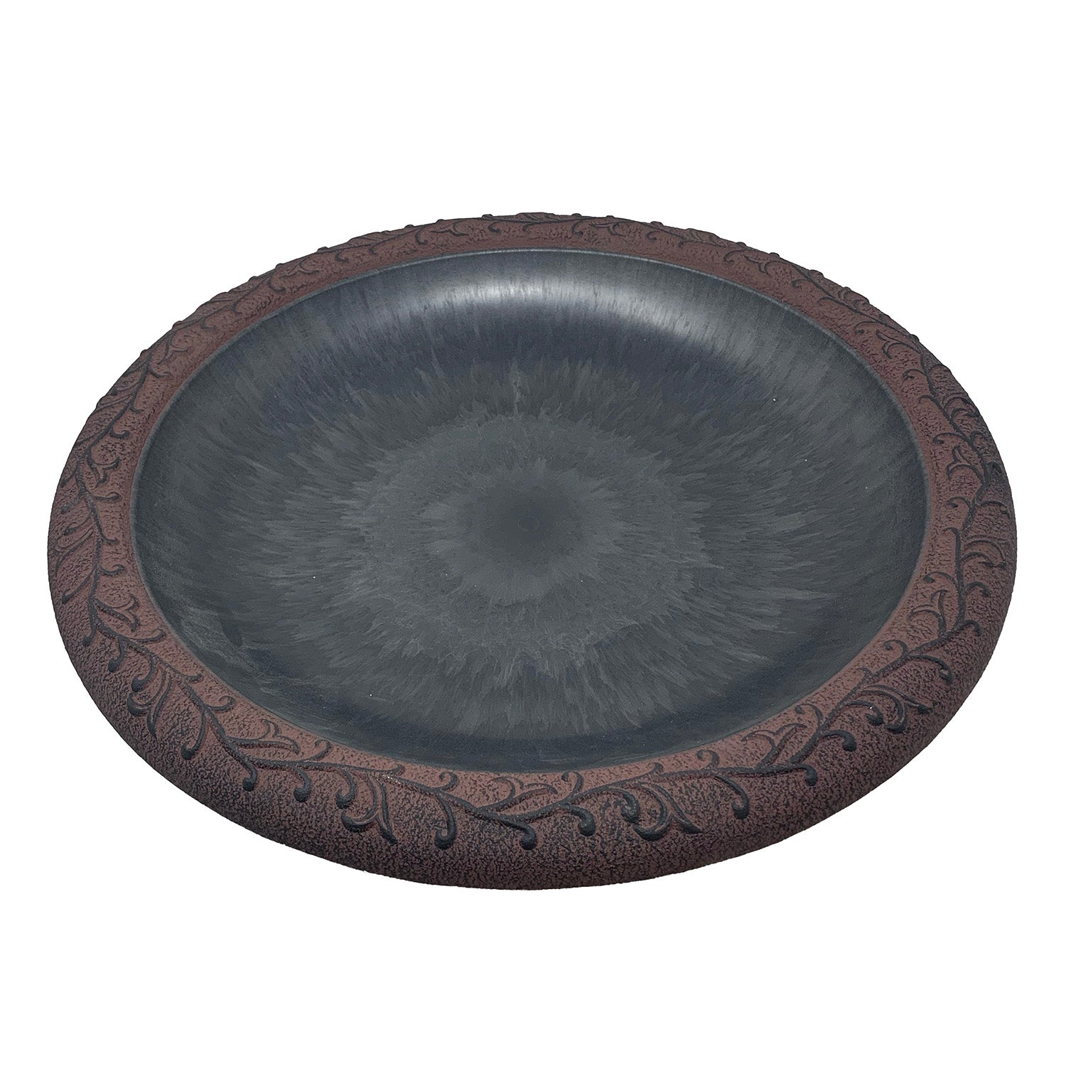 19" dia Slate/Wine Fiber Clay Birdbath Bowl