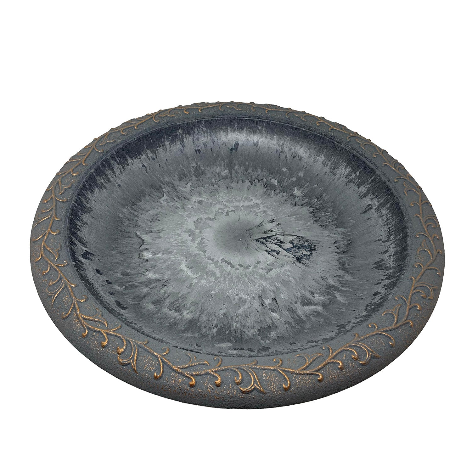 19" dia Dove Gray Fiber Clay Birdbath Bowl
