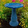 24" Azure Fiber Clay Birdbath