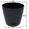 10" Black Round Self-Watering Bamboo Pot