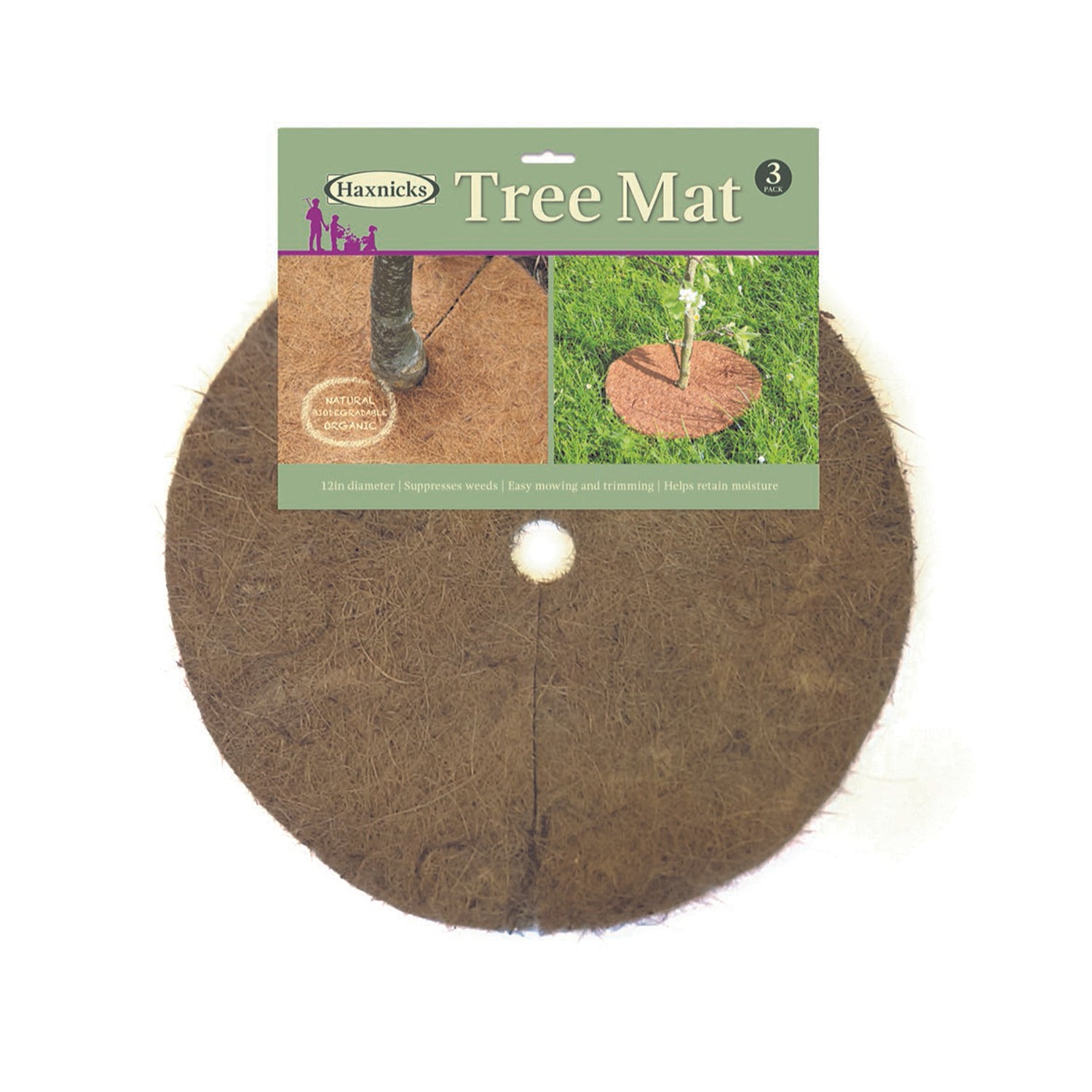 12" Round Coco Tree Mat 3pk