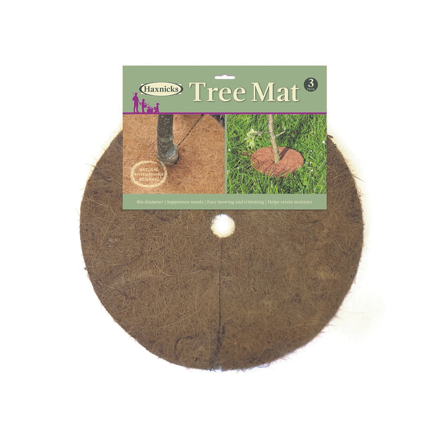 8" Round Coco Tree Mat 3pk