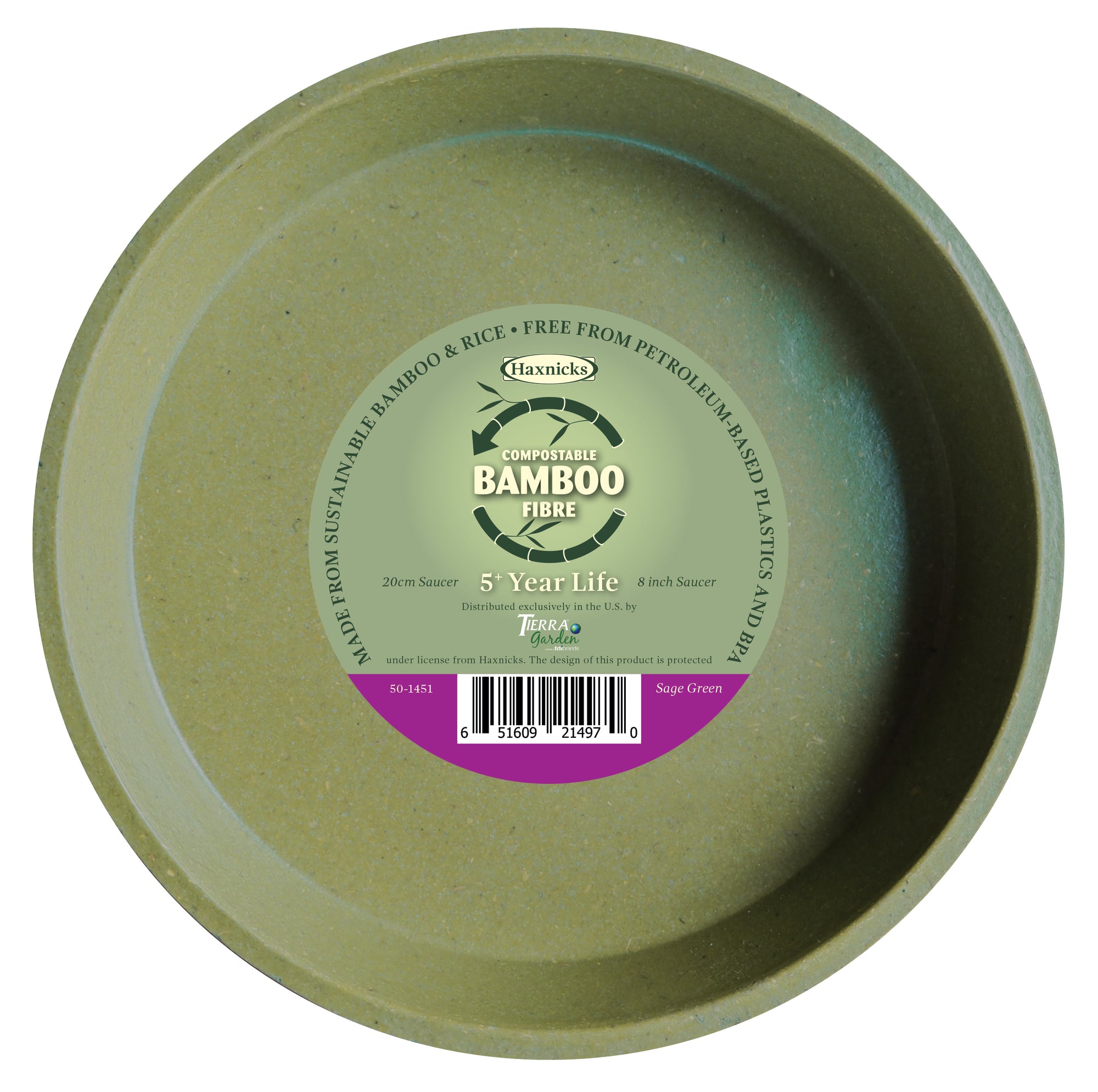 8" Green Bamboo Saucer Single