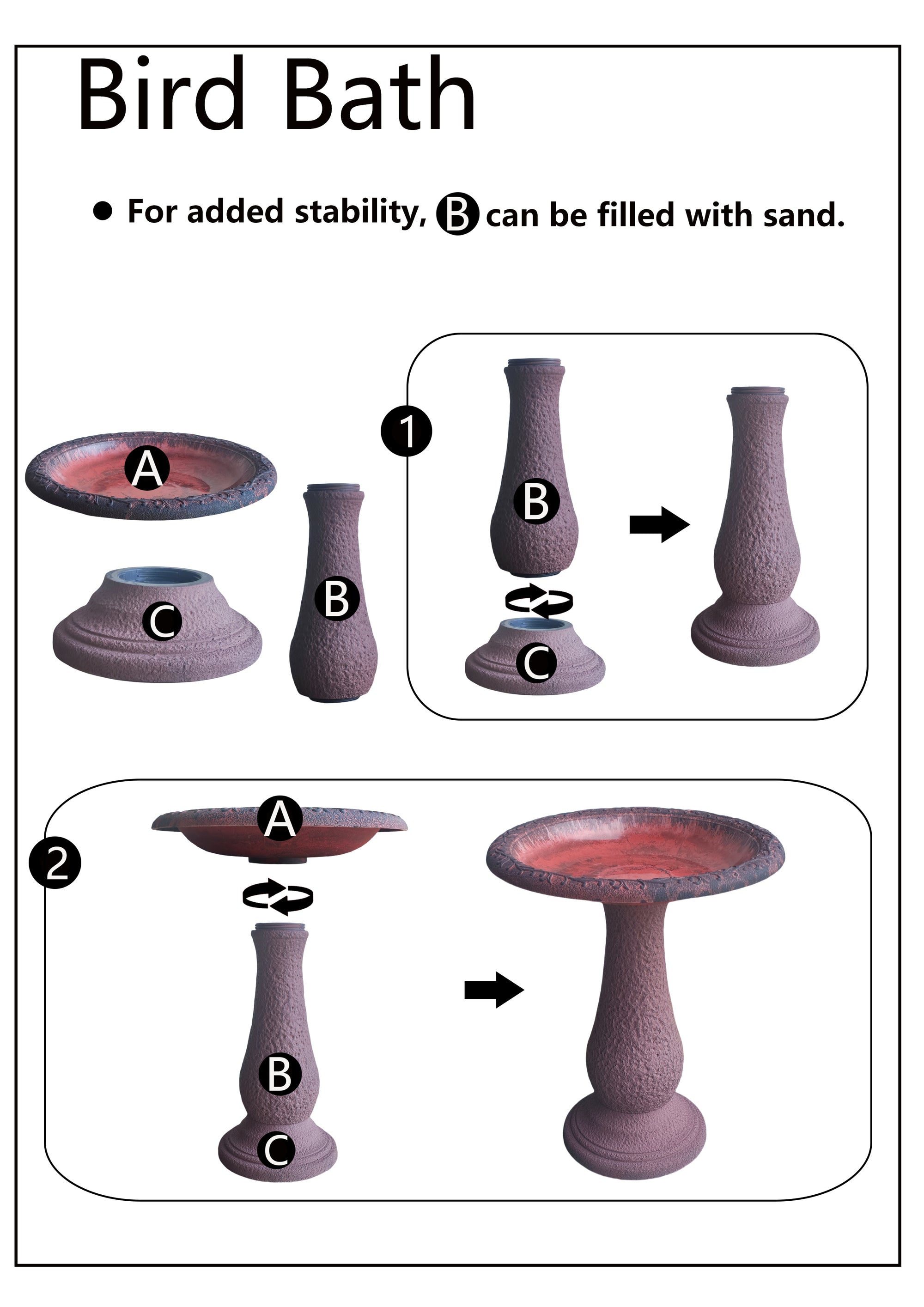 24" Hunter Green Fiber Clay Birdbath