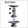 7.5" Gray Fiber Clay Birdbath