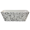 16" Gray Leaves Rectangular Self-Watering Bamboo Planter