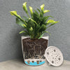 7" Blue Wildflower Round Self-Watering Bamboo Pot