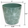 7" Cream Flower Round Self-Watering Bamboo Pot