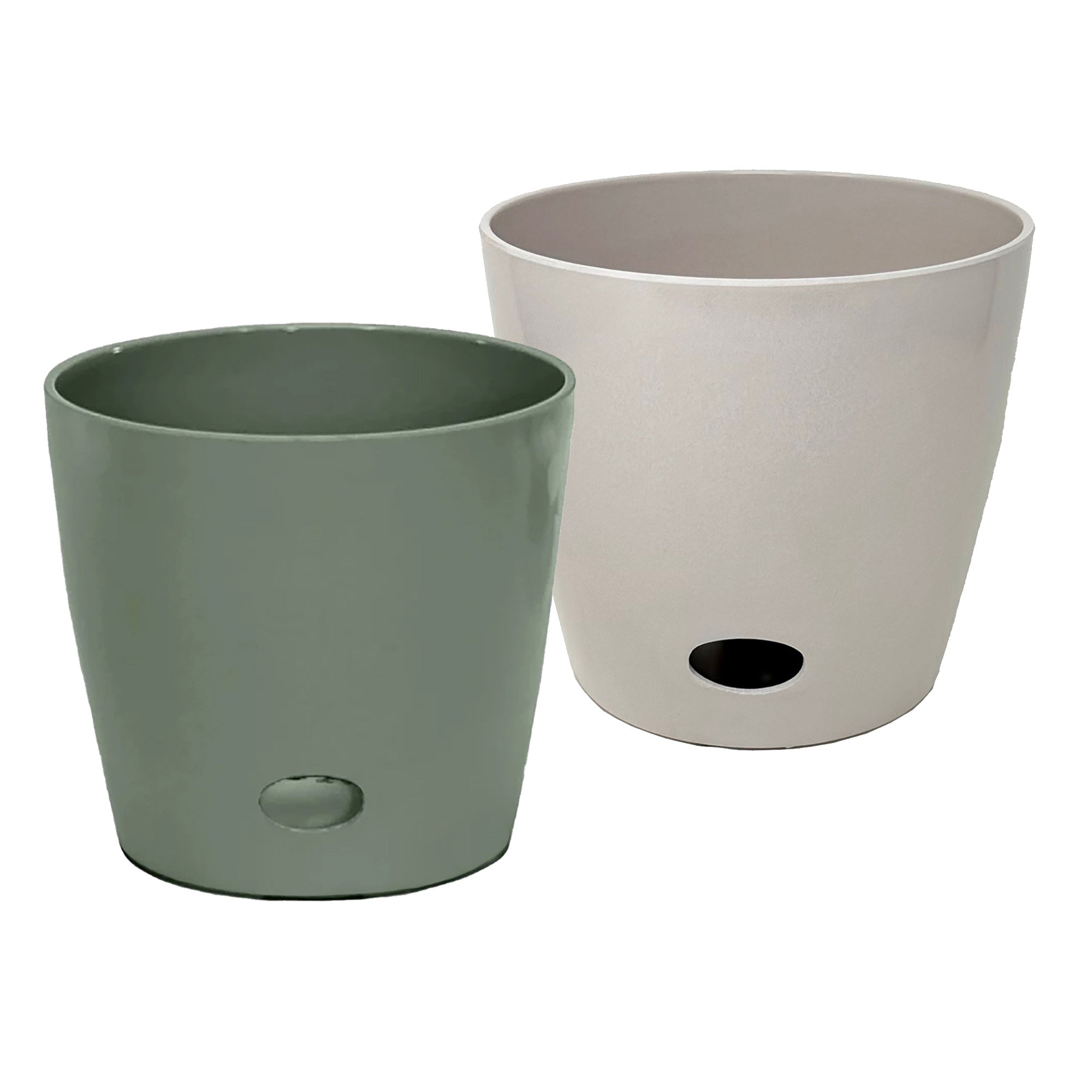 Self-Watering Plant Pot Set of 2 10" Sage Green & 10" Cream