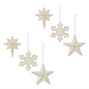 Star and Snowflake Ornament (Set of 6) 4”H Ceramic