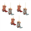 Cowboy Boot Ornament (Set of 6) 4.25”H Glass