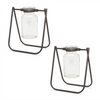 Jar with Stand (Set of 2) 6"L x 6.75"H Iron/Glass