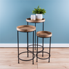 Accent Table (Set of 3) 10.5"D x 20.75"H, 12.25"D x 25.25"H, 14.25"D x 28.75"H Iron/Wood