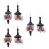 Ornament w/Cardinal (Set of 6) 4.75"H, 5.5"H Wood