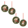 Cat & Dog in Wreath Ornament (Set of 4) 3.5”H Resin