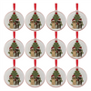 Dog with Tree Disc Ornament (Set of 12) 6”H Iron