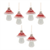 Mushroom Ornament (Set of 6) 3”H Glass
