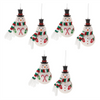 Snowman Ornament (Set of 6) 4.5”H Glass/Fabric