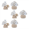 Double Mushroom w/Bird and Mushroom (Set of 6) 4.5”H Porcelain
