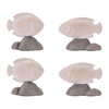 Fish on Rock (Set of 4) 5.75"L x 5.5"H, 6.5"L x 5.75"H Resin