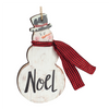 Joy and Noel Snowman Ornament (Set of 6) 7.25”H MDF