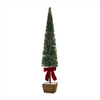 PVC Bottle Brush Design Pine Tree Decor with Bow (Set of 3)