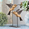 Bird on Stake (Set of 2) 5"L x 6.25"H, 5"L x 8"H Wood/Iron
