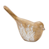 Floral Etched Bird Figurine with Wood Grain Design (Set of 4)